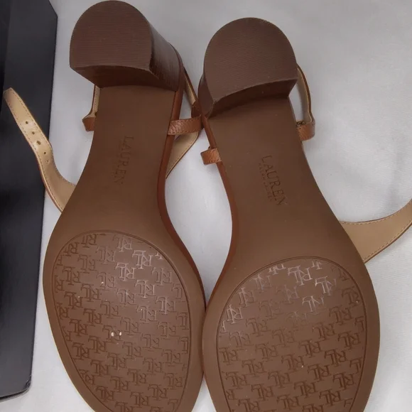 NIB Lauren Ralph Lauren Wescott Brown T-Strap Sandals - Picture 3 of 7